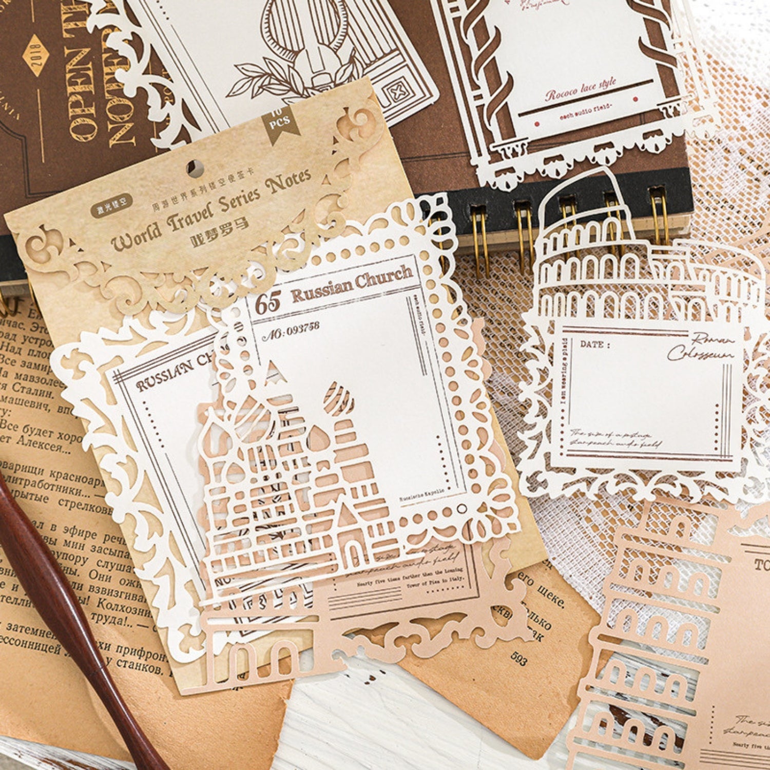 Around the World Series Vintage Hollow Note Cards