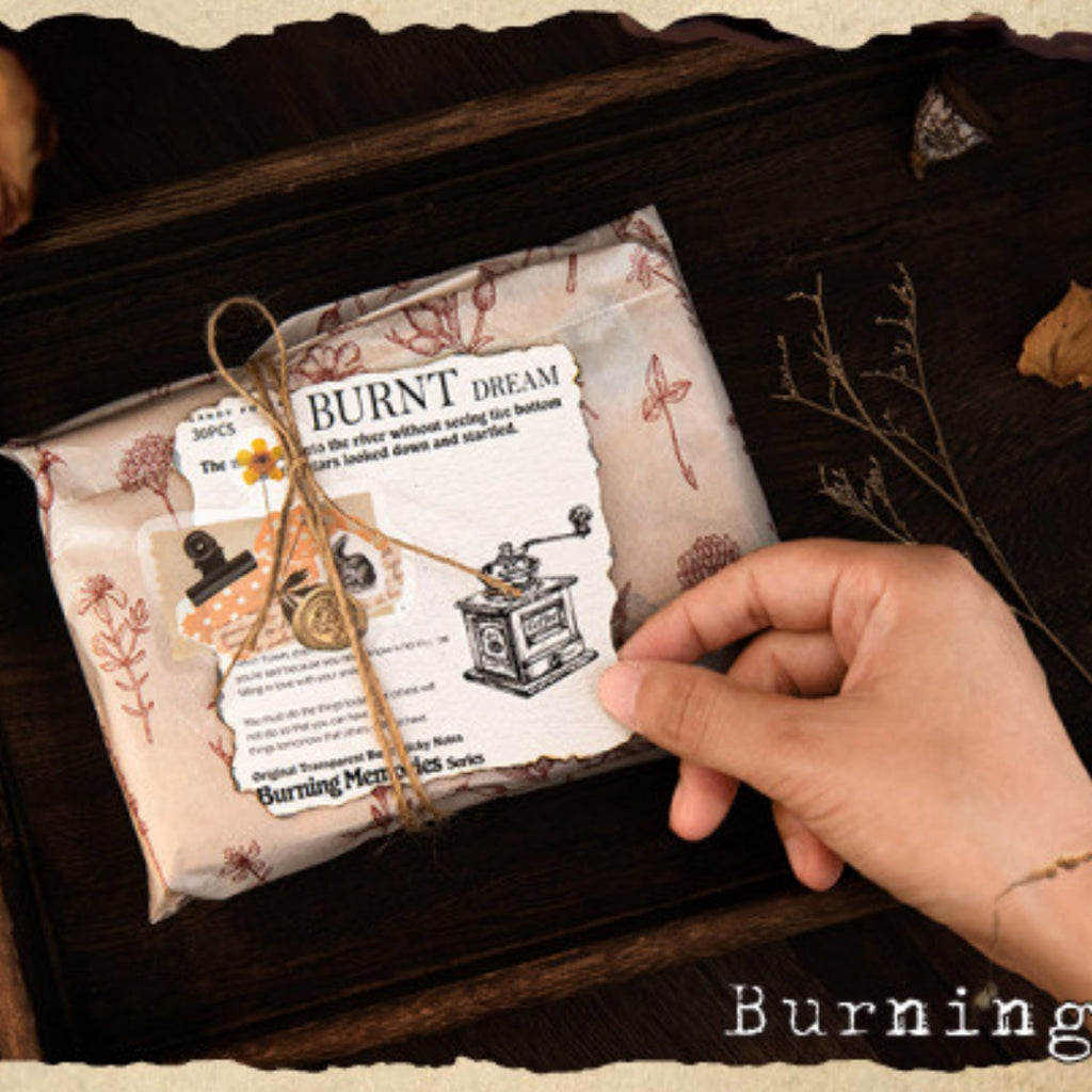 Burning Memories Series Transparent Burnt Sticky Notes
