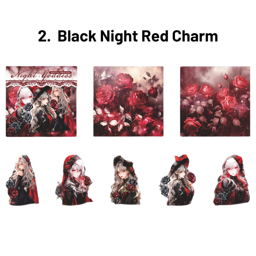 Dark Night Goddess Series Shell Light Dual Material Character Theme Sticker Pack
