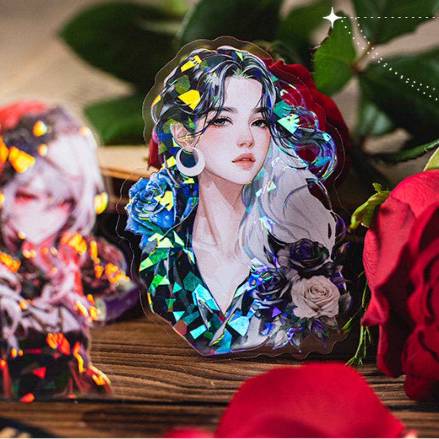 Dark Night Goddess Series Shell Light Dual Material Character Theme Sticker Pack