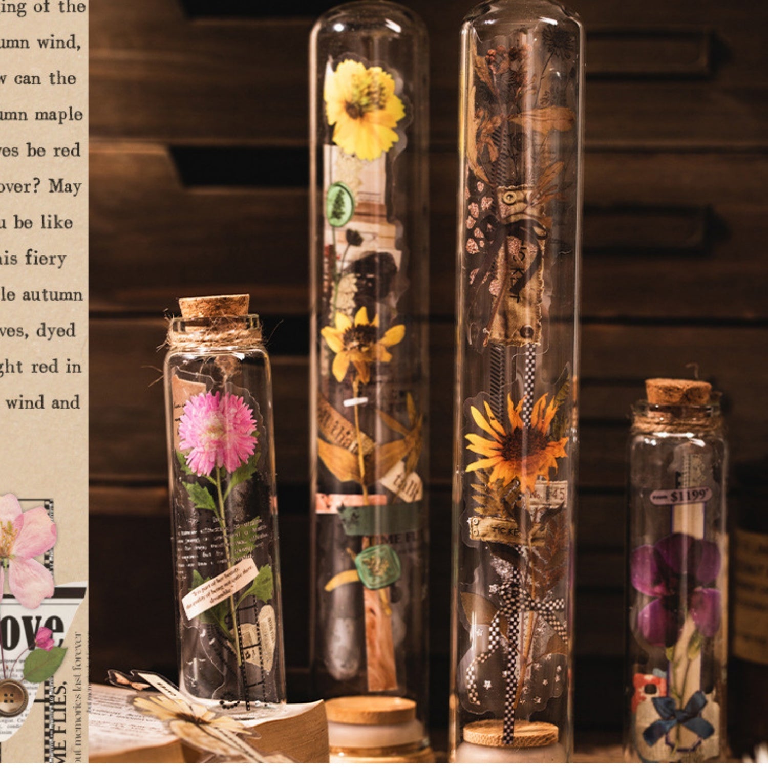 Dried Flower Handmade Series Simulated Dried Flower Material Stickers