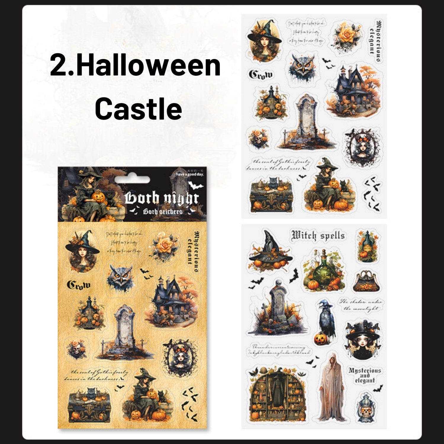 Gothic Night Series Retro Dark Flat Sheet Cut Film Sticker