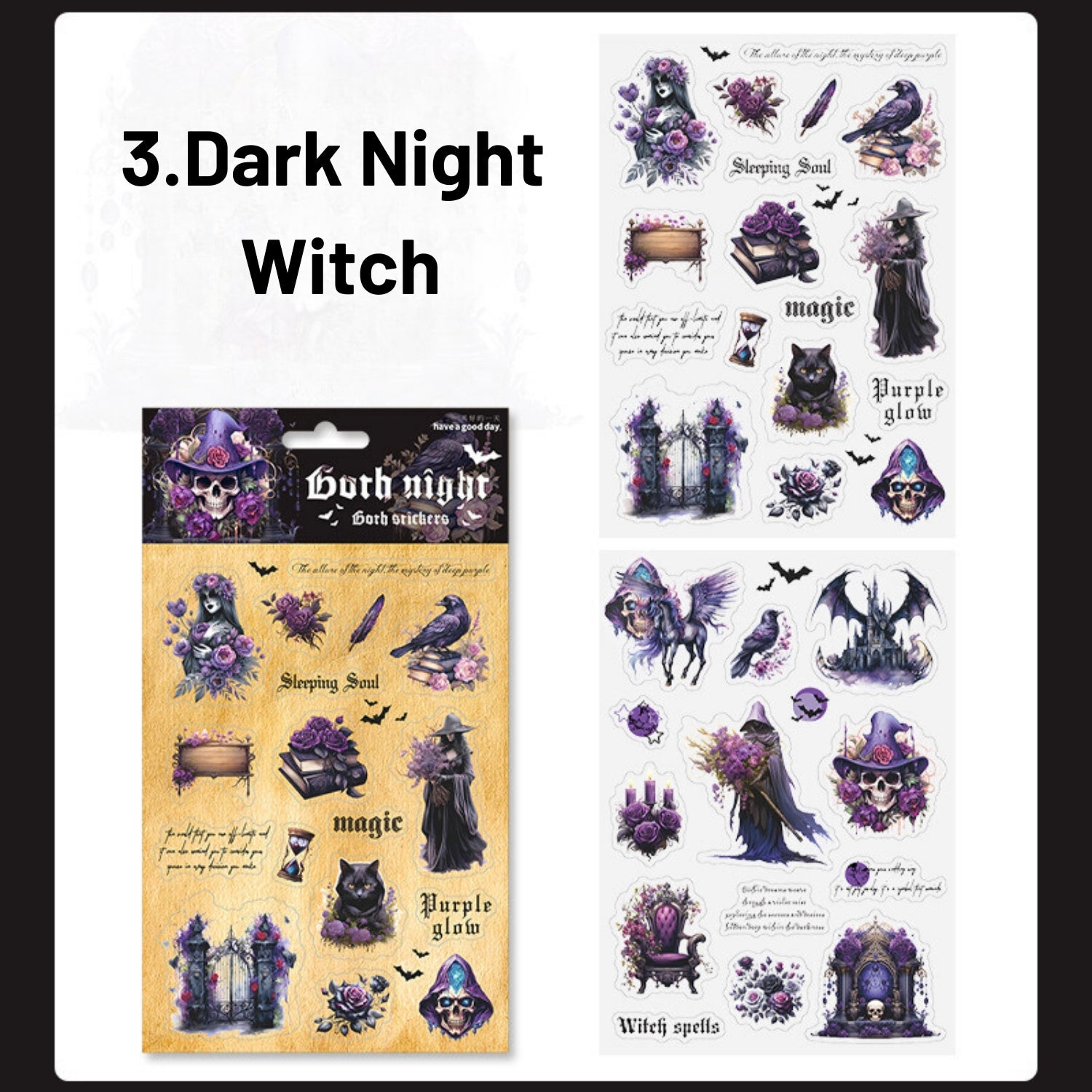 Gothic Night Series Retro Dark Flat Sheet Cut Film Sticker