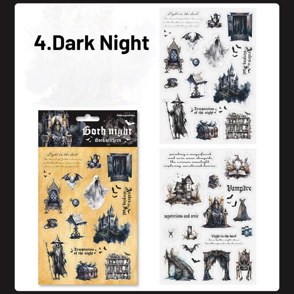 Gothic Night Series Retro Dark Flat Sheet Cut Film Sticker