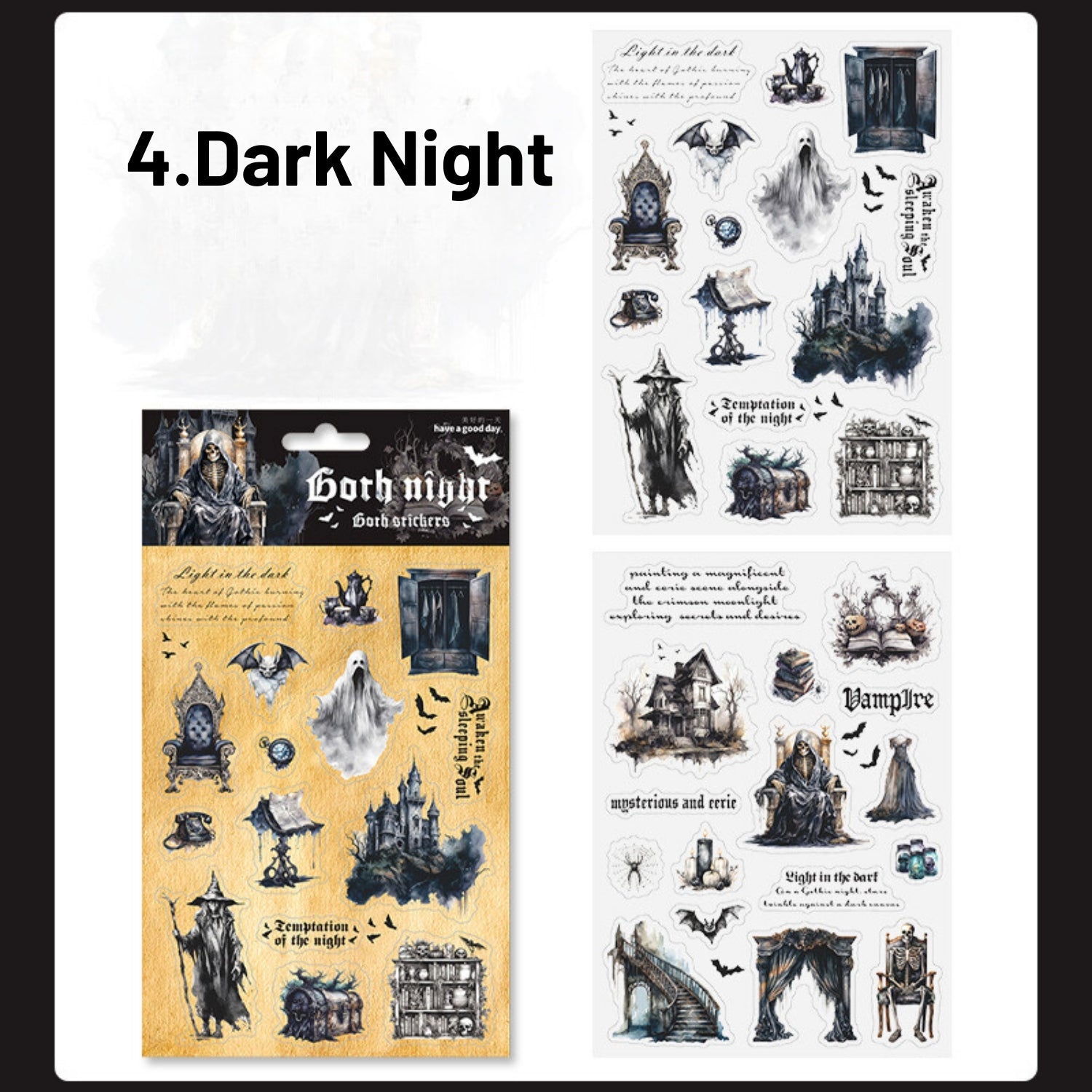 Gothic Night Series Retro Dark Flat Sheet Cut Film Sticker