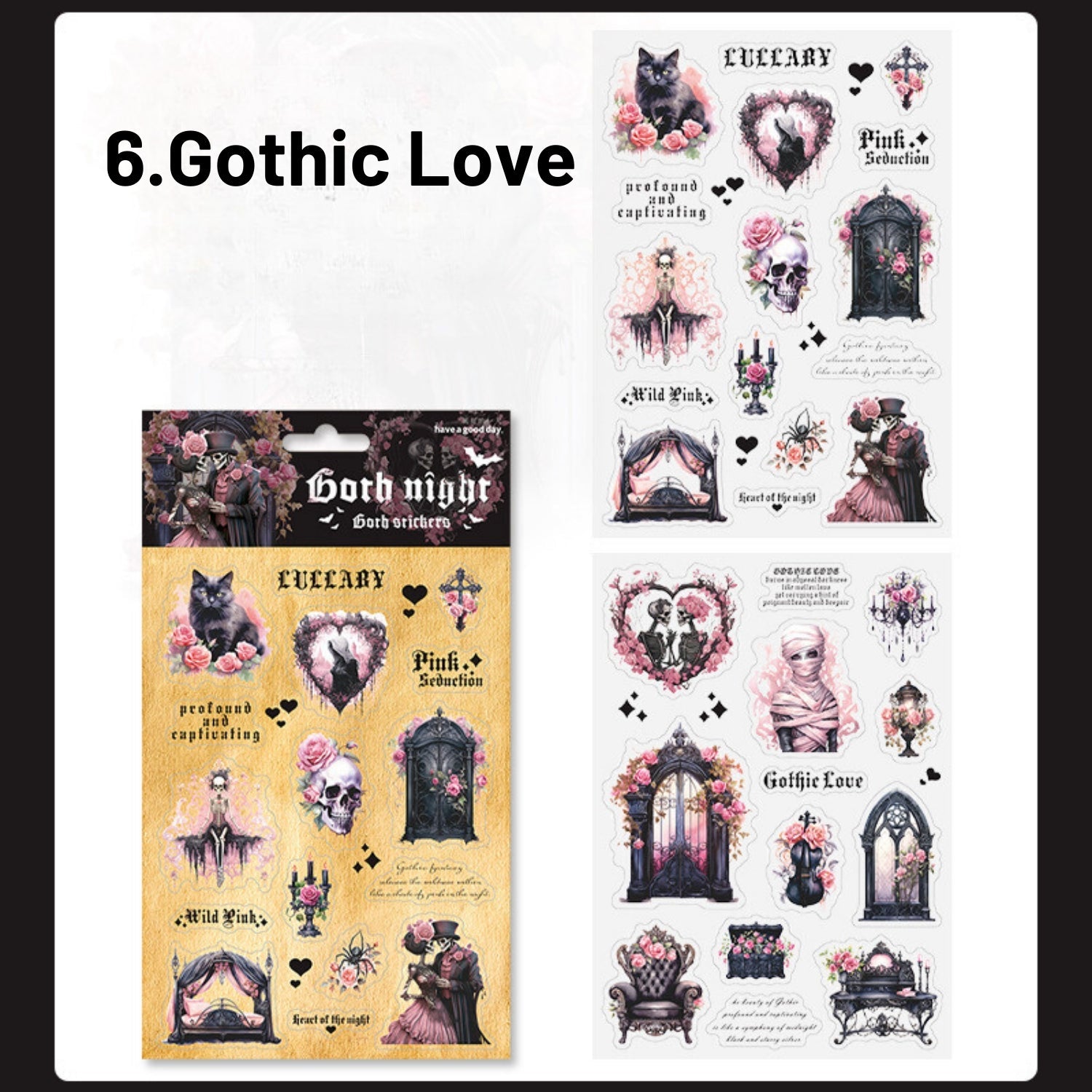 Gothic Night Series Retro Dark Flat Sheet Cut Film Sticker