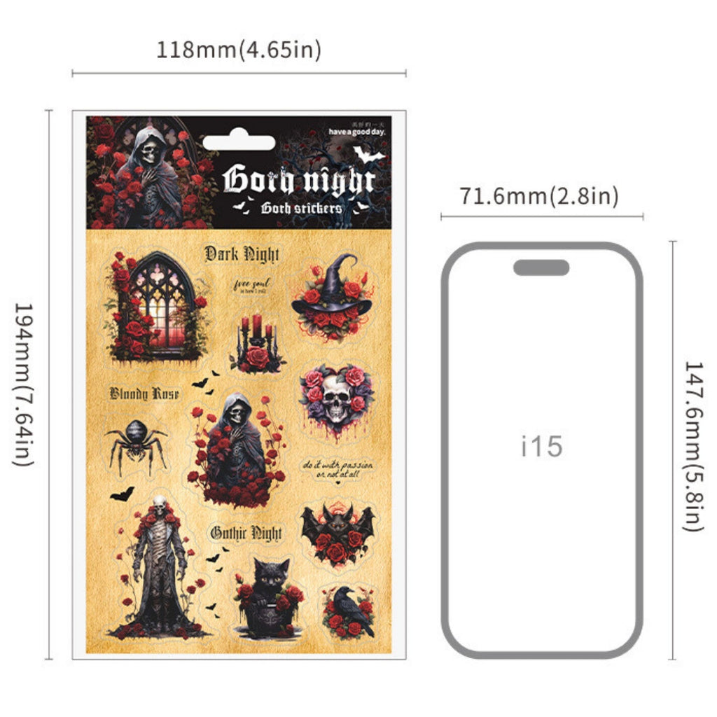 Gothic Night Series Retro Dark Flat Sheet Cut Film Sticker