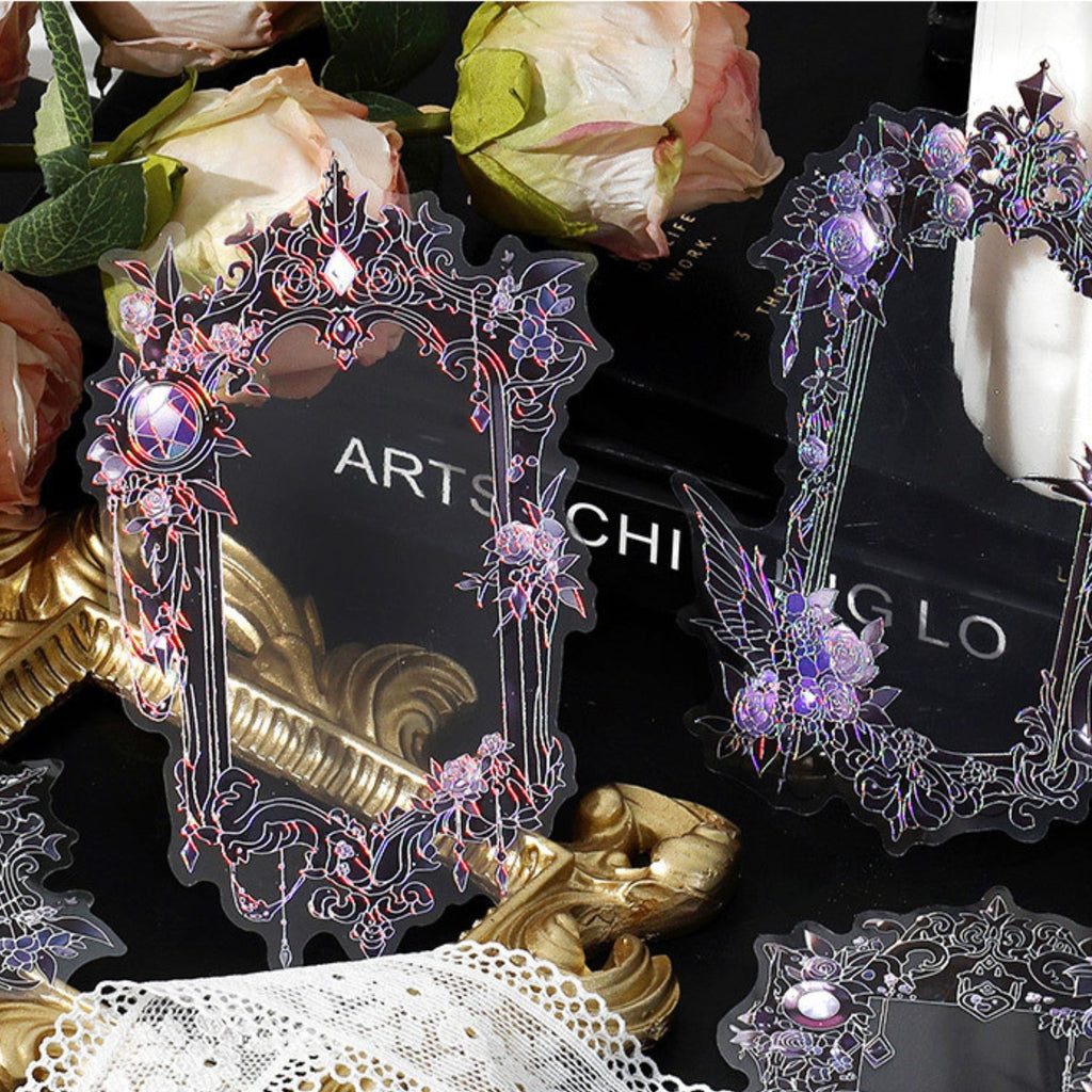 Magic Mirror Series Large Photo Frame Hot Stamping Silver Sticker Pack