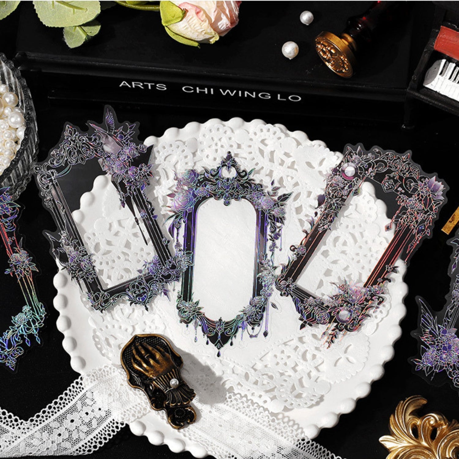 Magic Mirror Series Large Photo Frame Hot Stamping Silver Sticker Pack