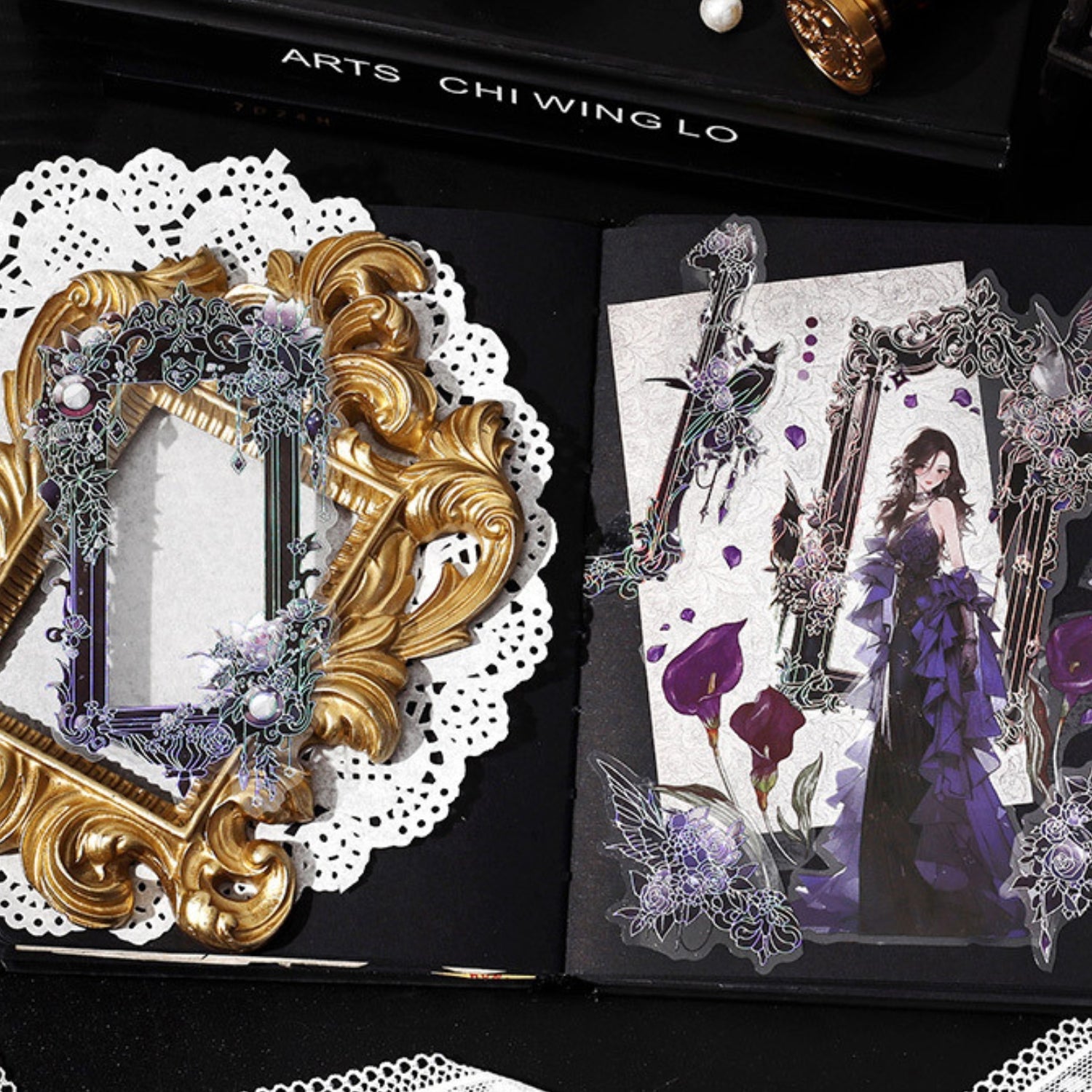 Magic Mirror Series Large Photo Frame Hot Stamping Silver Sticker Pack