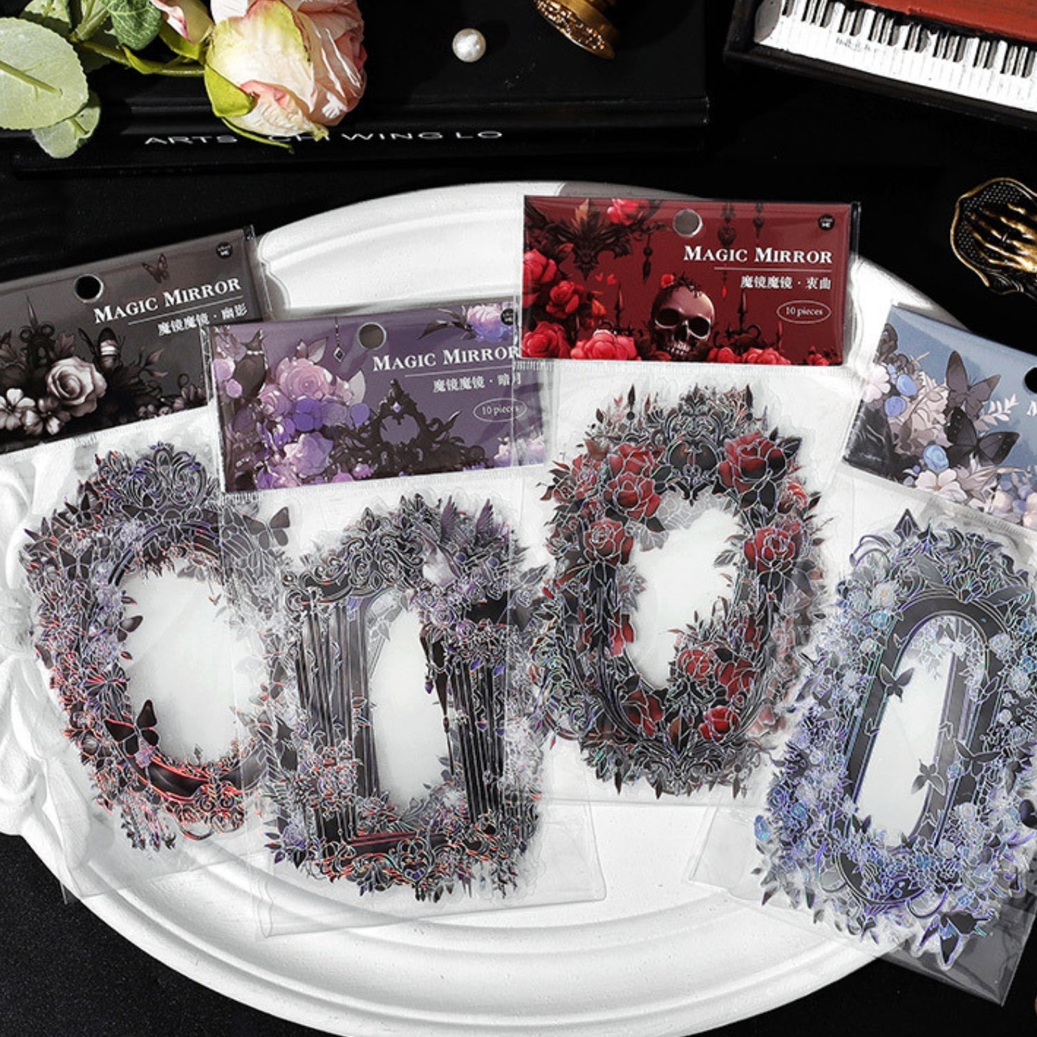 Magic Mirror Series Large Photo Frame Hot Stamping Silver Sticker Pack