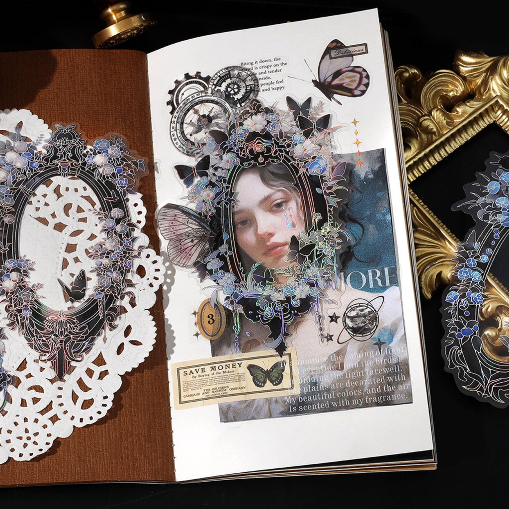 Magic Mirror Series Large Photo Frame Hot Stamping Silver Sticker Pack