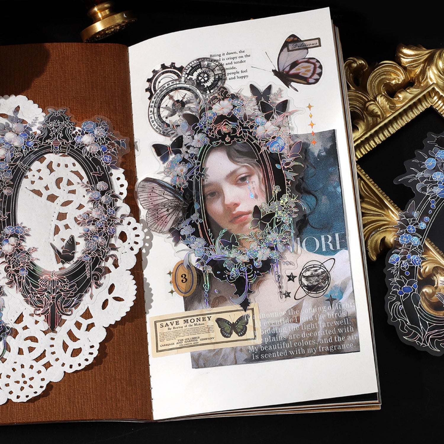 Magic Mirror Series Large Photo Frame Hot Stamping Silver Sticker Pack