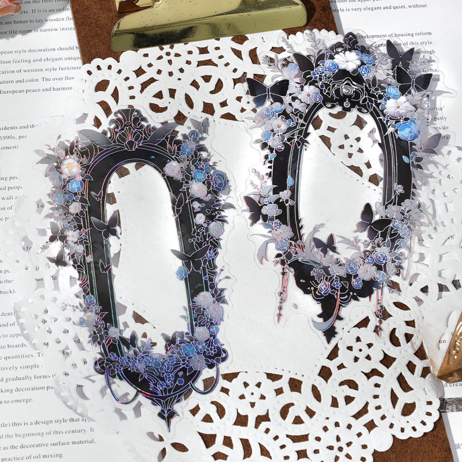 Magic Mirror Series Large Photo Frame Hot Stamping Silver Sticker Pack