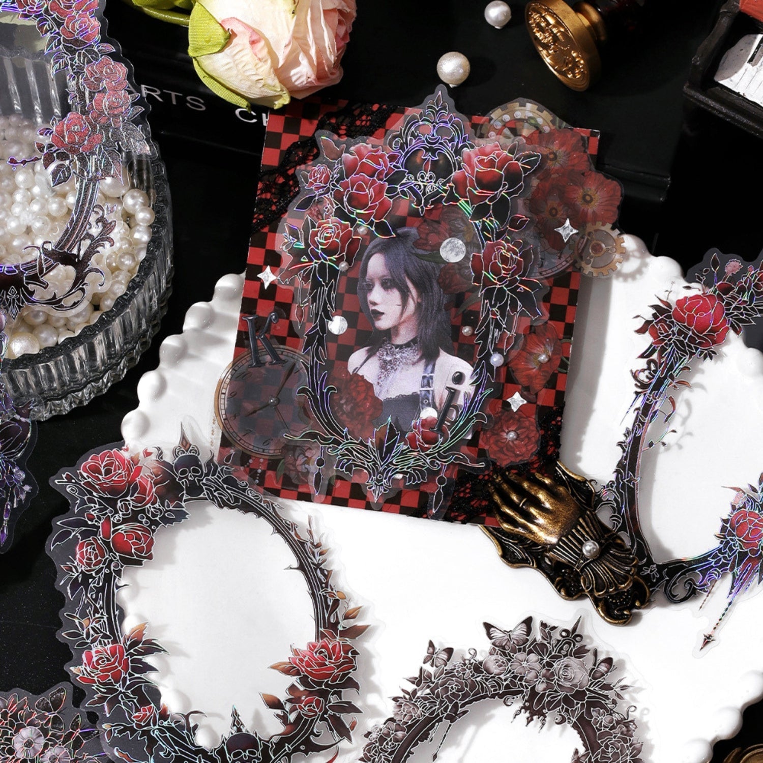 Magic Mirror Series Large Photo Frame Hot Stamping Silver Sticker Pack