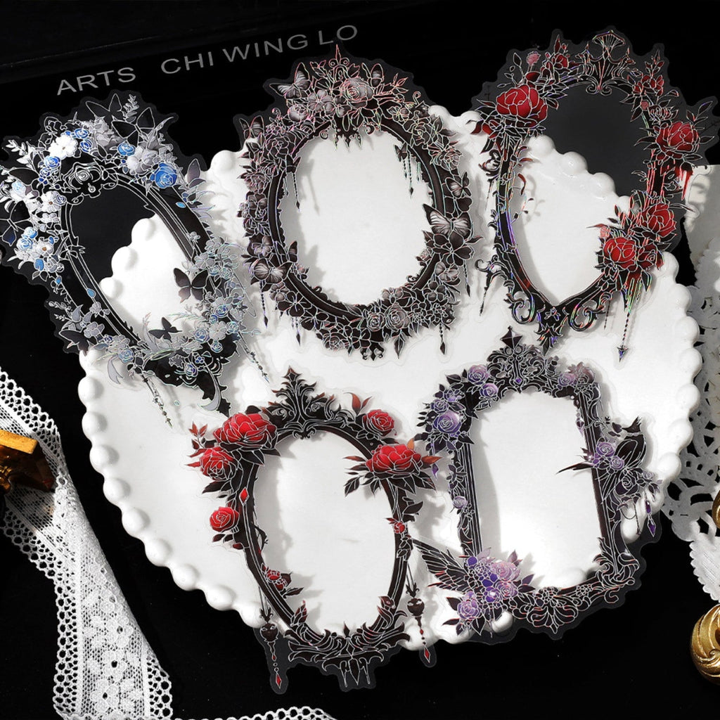 Magic Mirror Series Large Photo Frame Hot Stamping Silver Sticker Pack