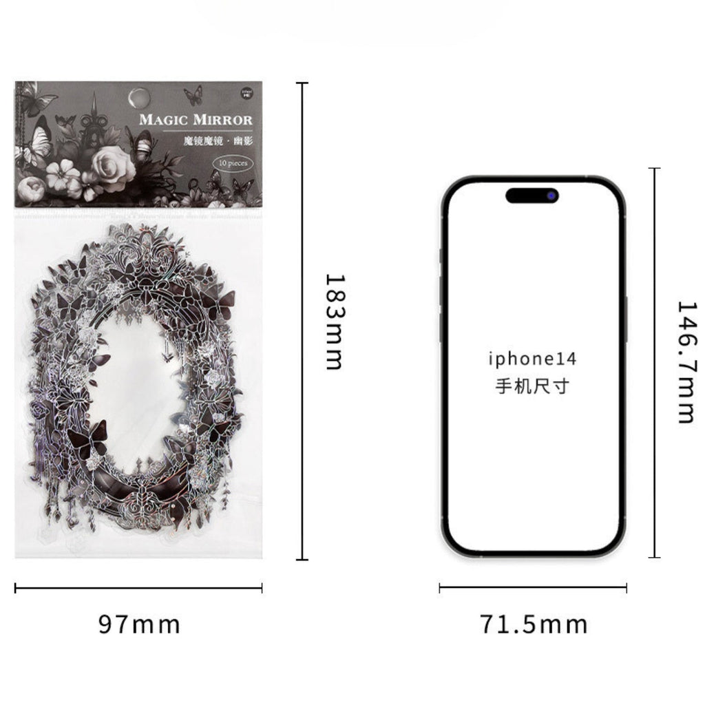Magic Mirror Series Large Photo Frame Hot Stamping Silver Sticker Pack