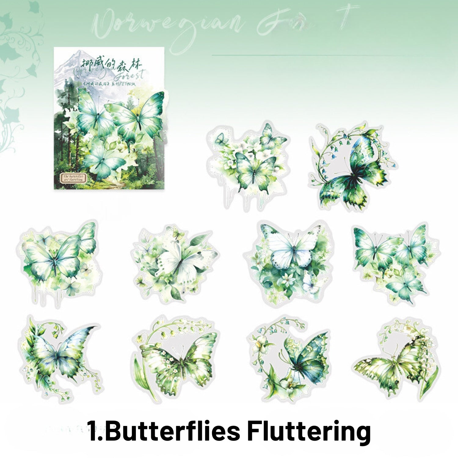 Norwegian Forest Series Green Landscape Sticker Pack