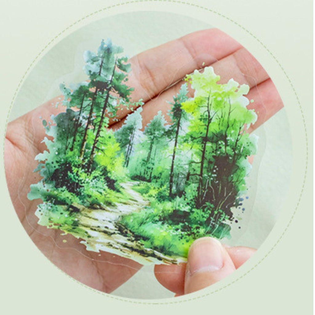 Norwegian Forest Series Green Landscape Sticker Pack
