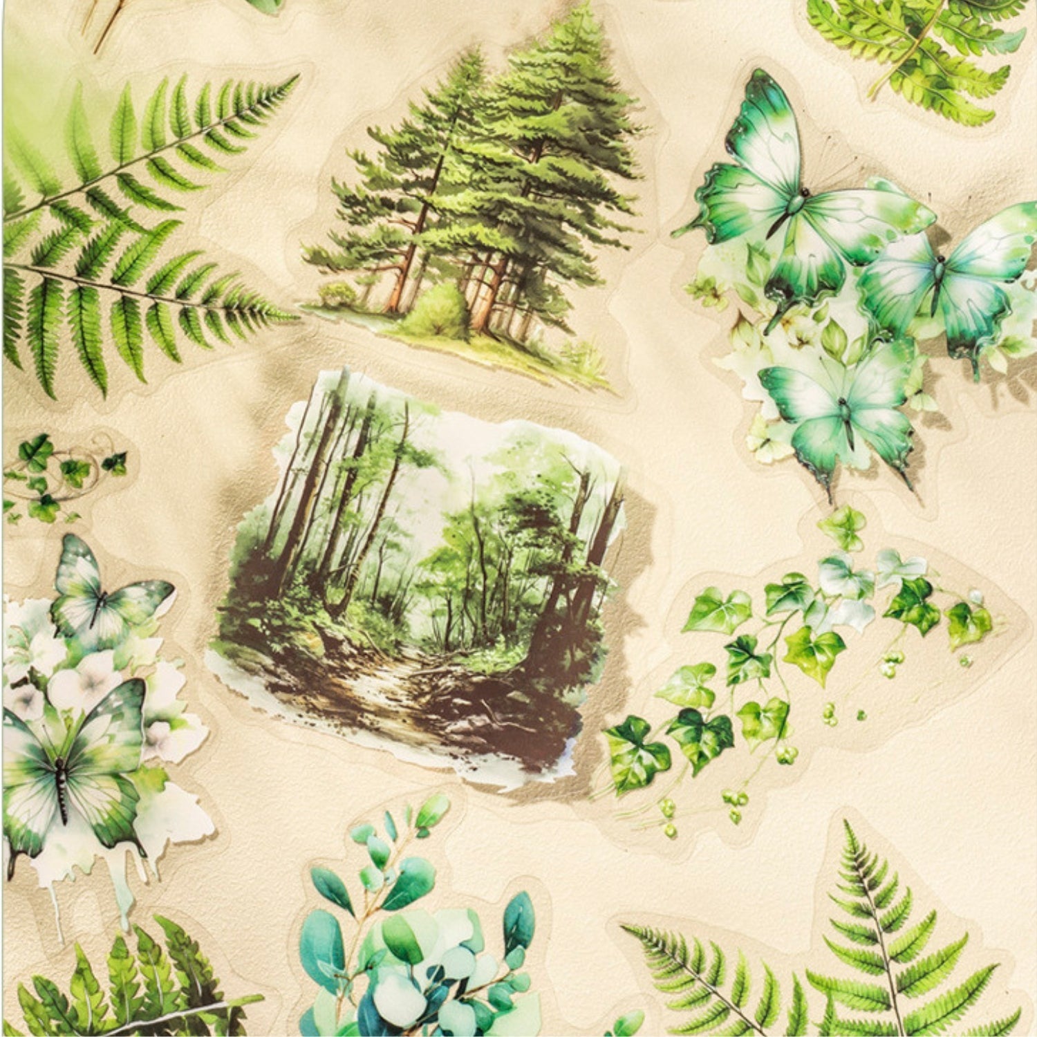 Norwegian Forest Series Green Landscape Sticker Pack