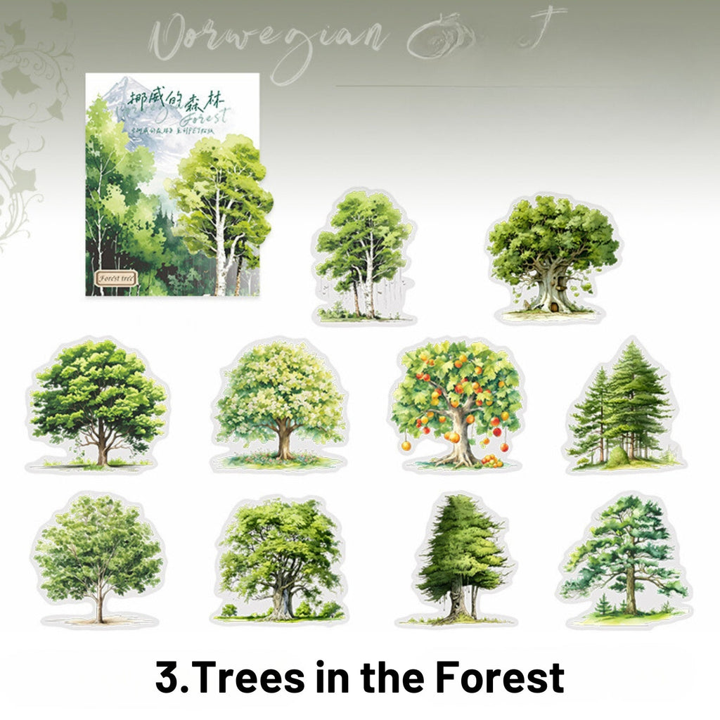 Norwegian Forest Series Green Landscape Sticker Pack