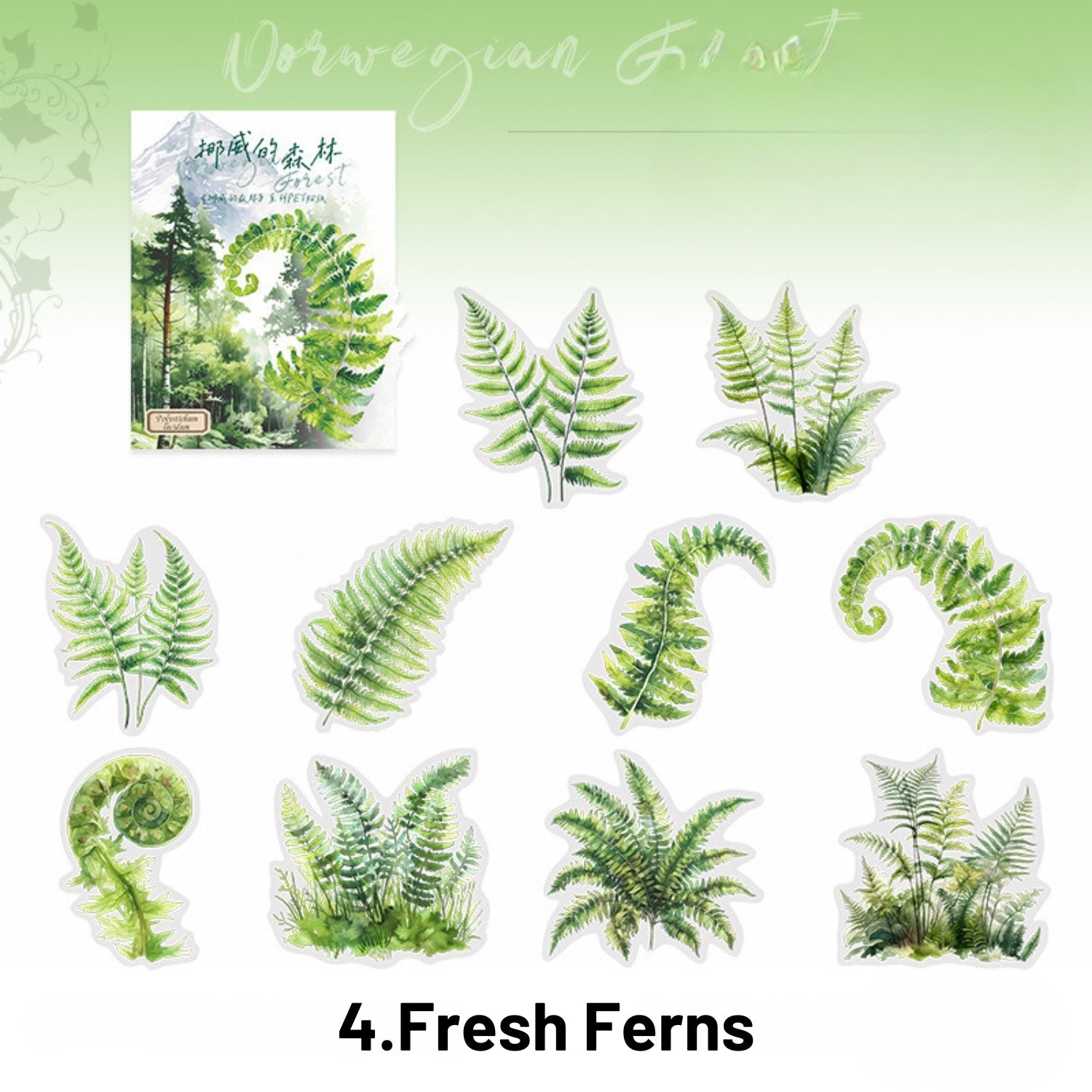 Norwegian Forest Series Green Landscape Sticker Pack