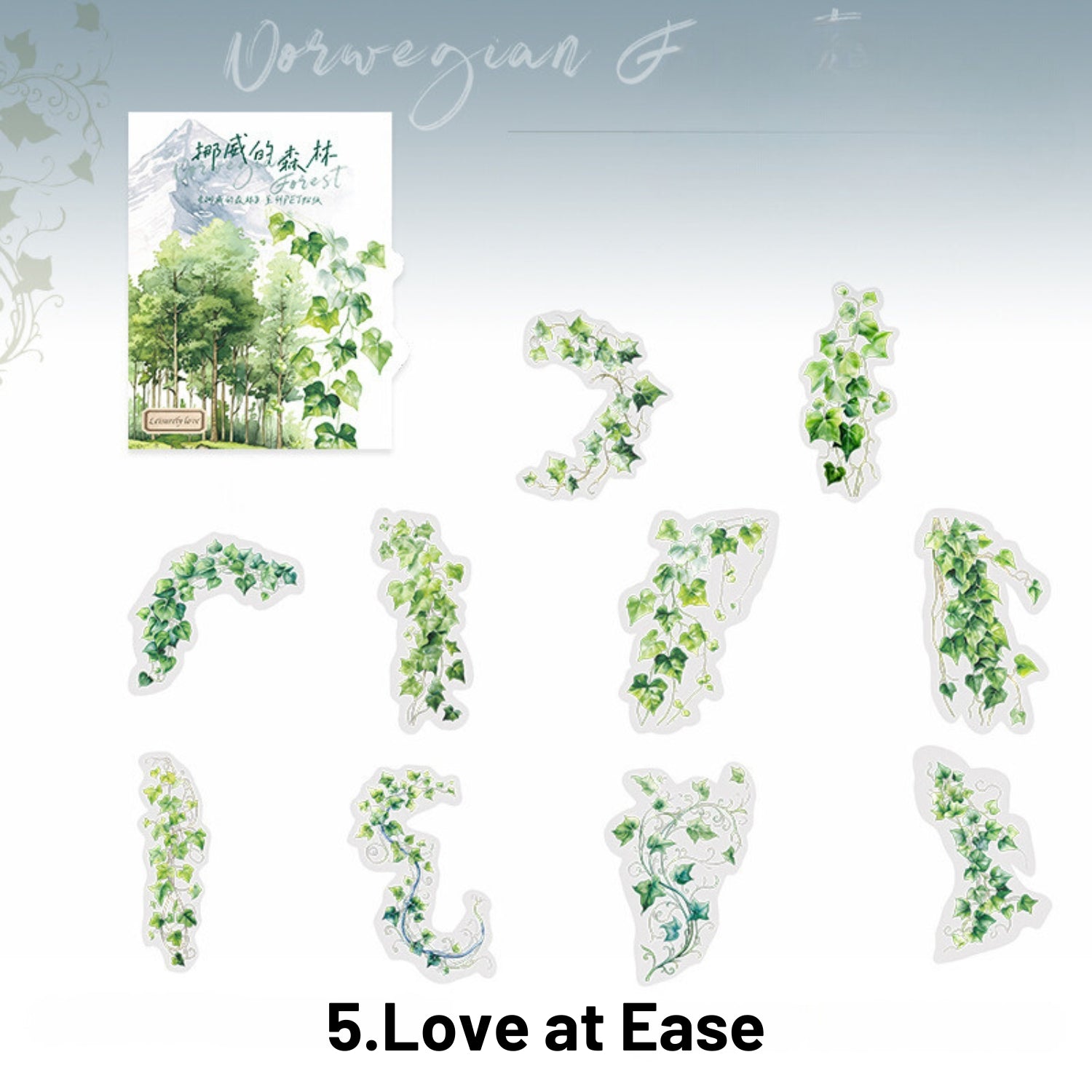 Norwegian Forest Series Green Landscape Sticker Pack