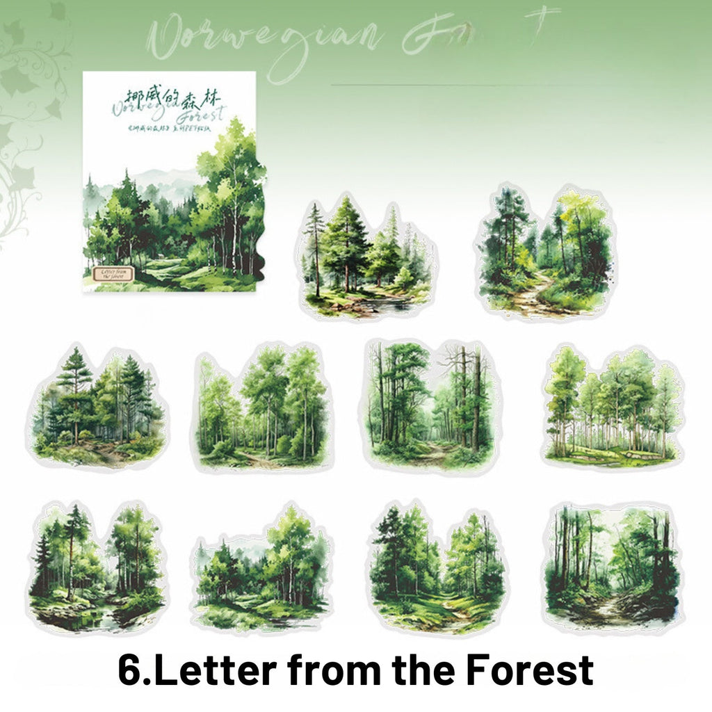 Norwegian Forest Series Green Landscape Sticker Pack