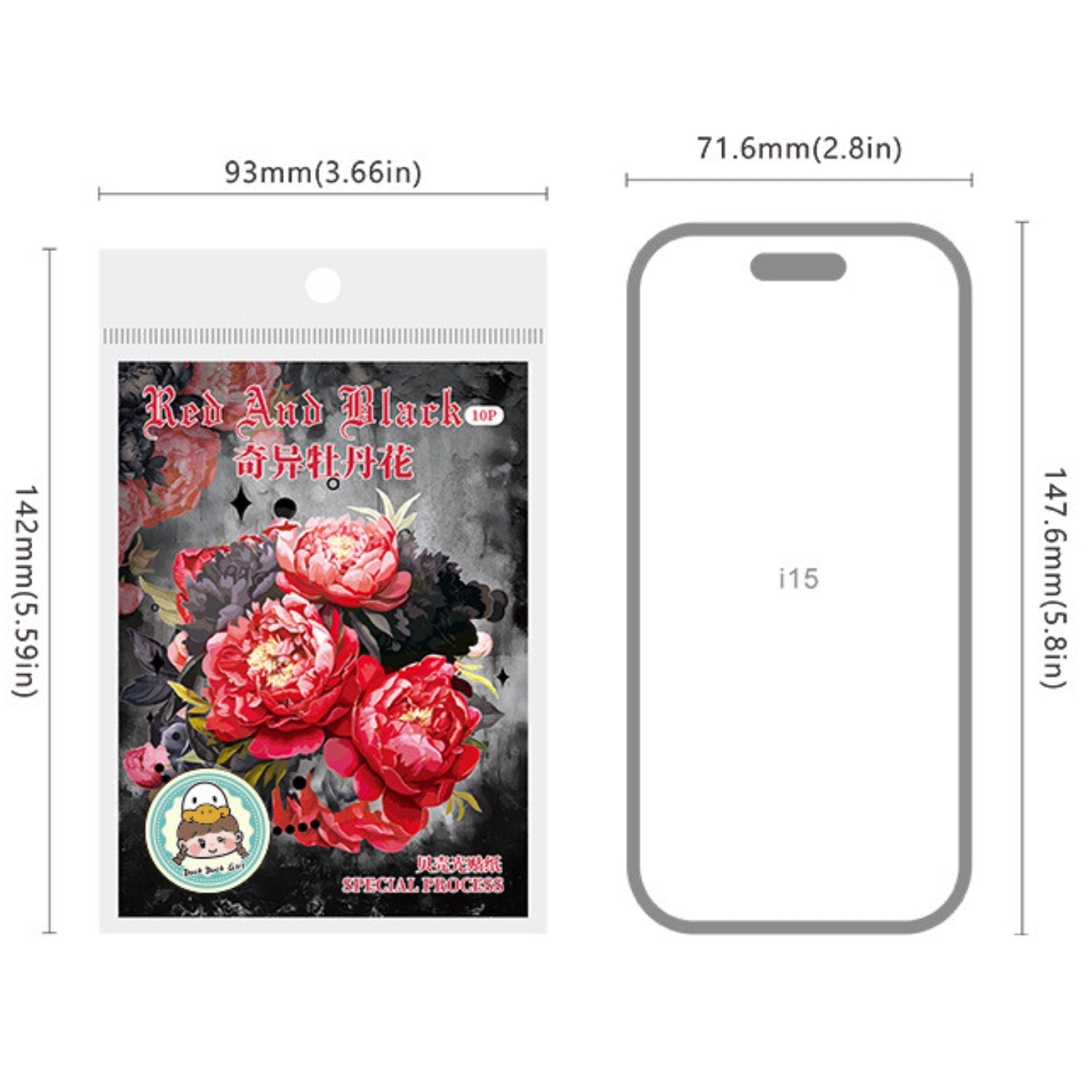 Red and Black Series Shell Light Floral Sticker