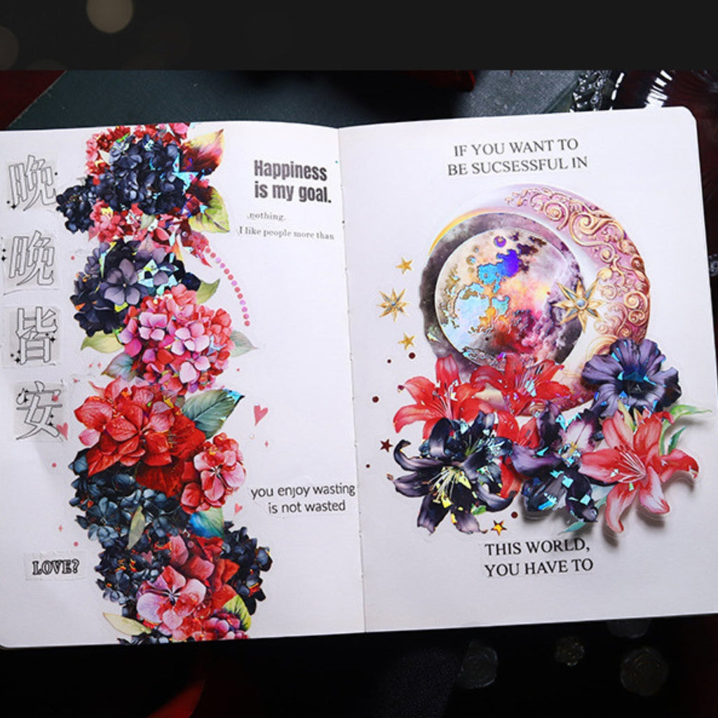 Red and Black Series Shell Light Floral Sticker
