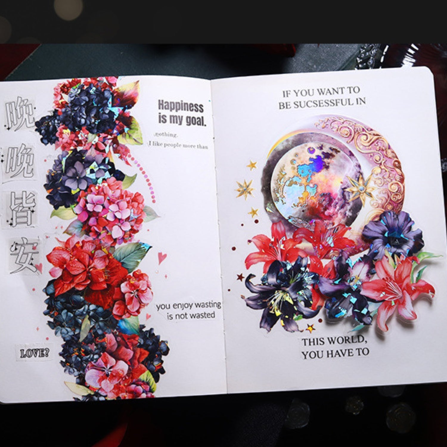 Red and Black Series Shell Light Floral Sticker