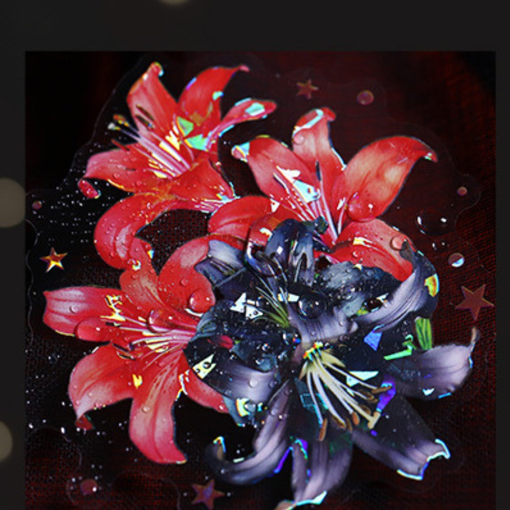 Red and Black Series Shell Light Floral Sticker
