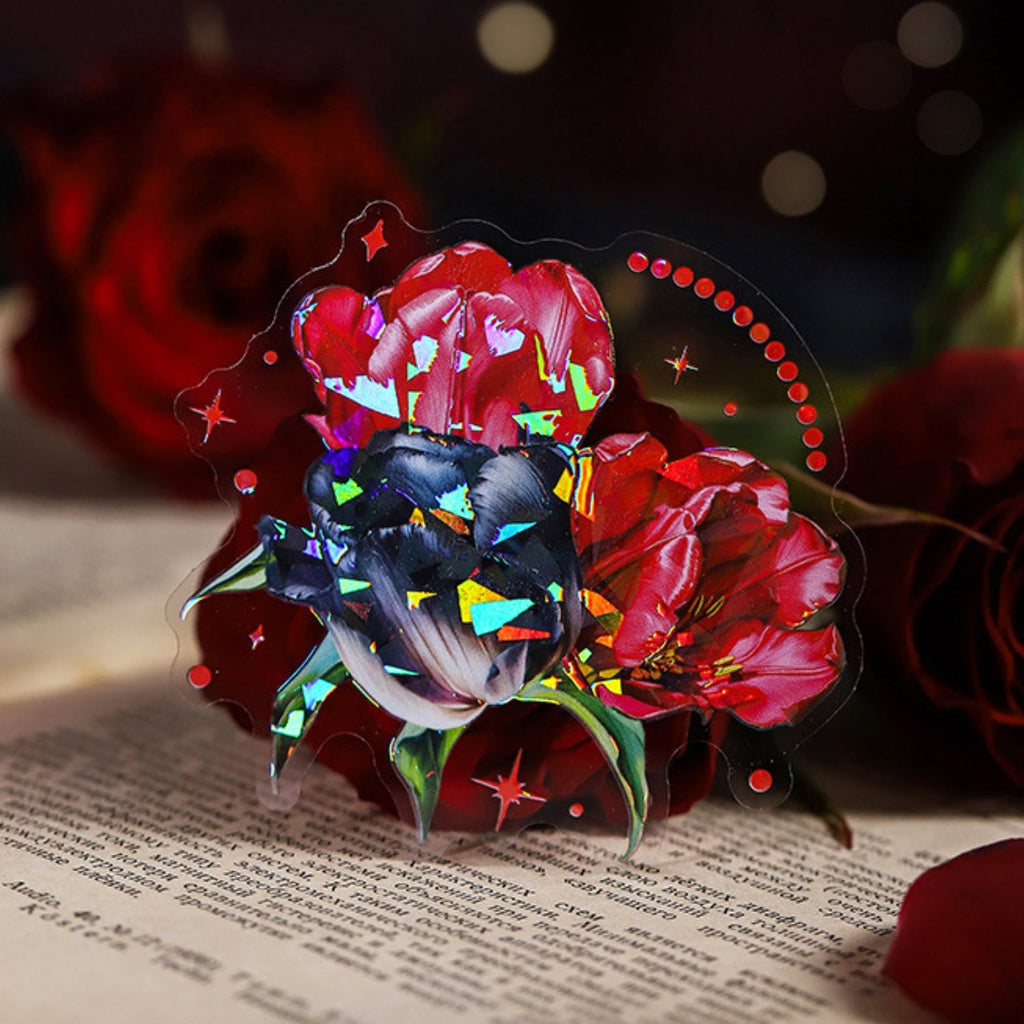 Red and Black Series Shell Light Floral Sticker