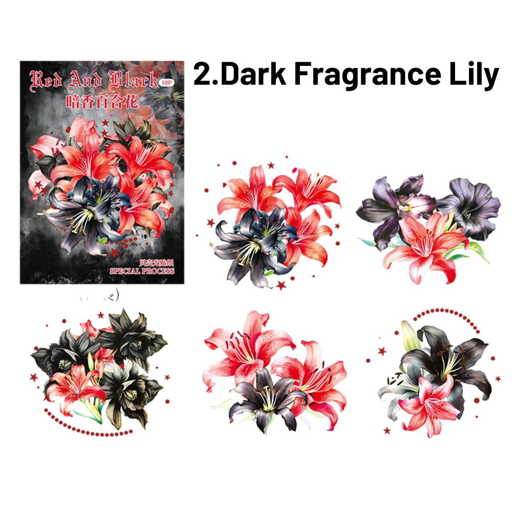 Red and Black Series Shell Light Floral Sticker