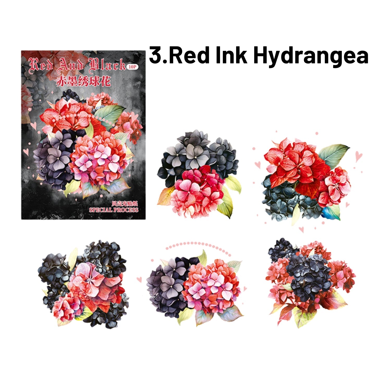 Red and Black Series Shell Light Floral Sticker