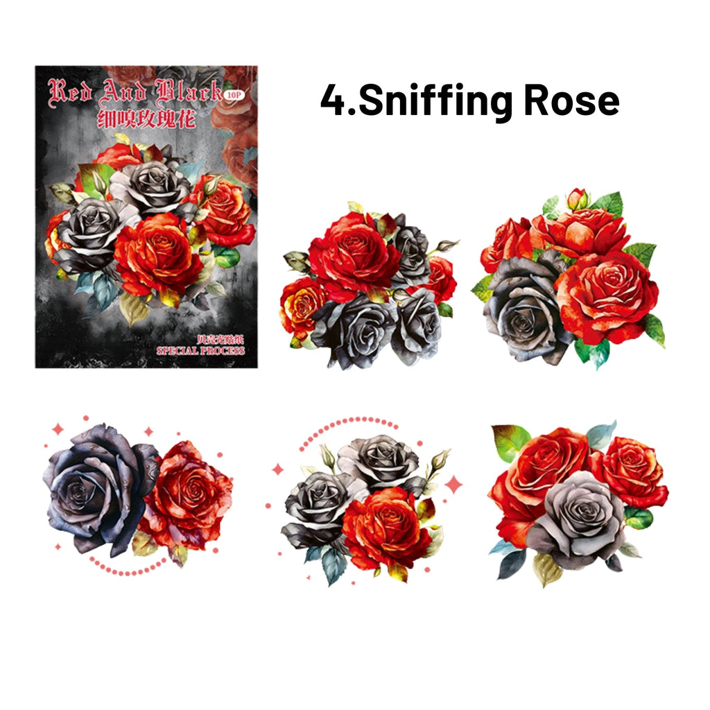 Red and Black Series Shell Light Floral Sticker