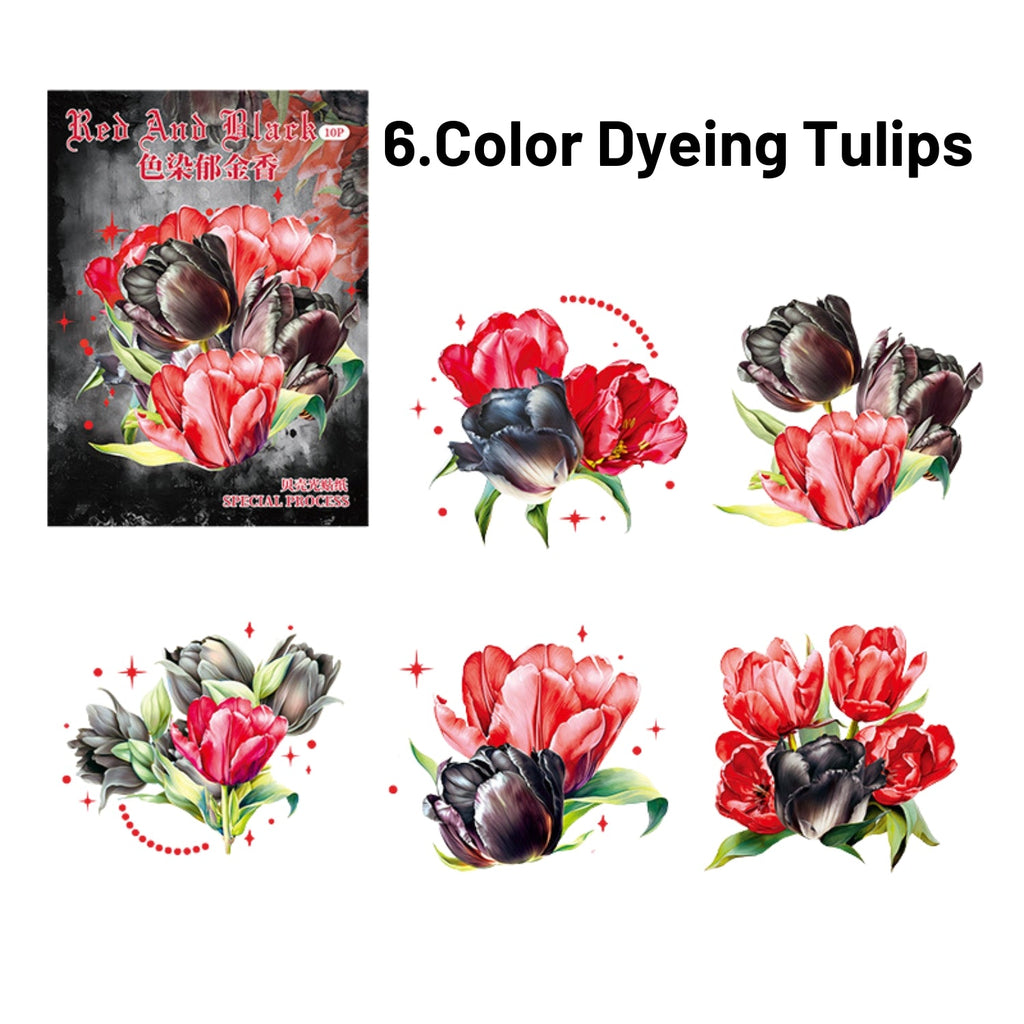 Red and Black Series Shell Light Floral Sticker