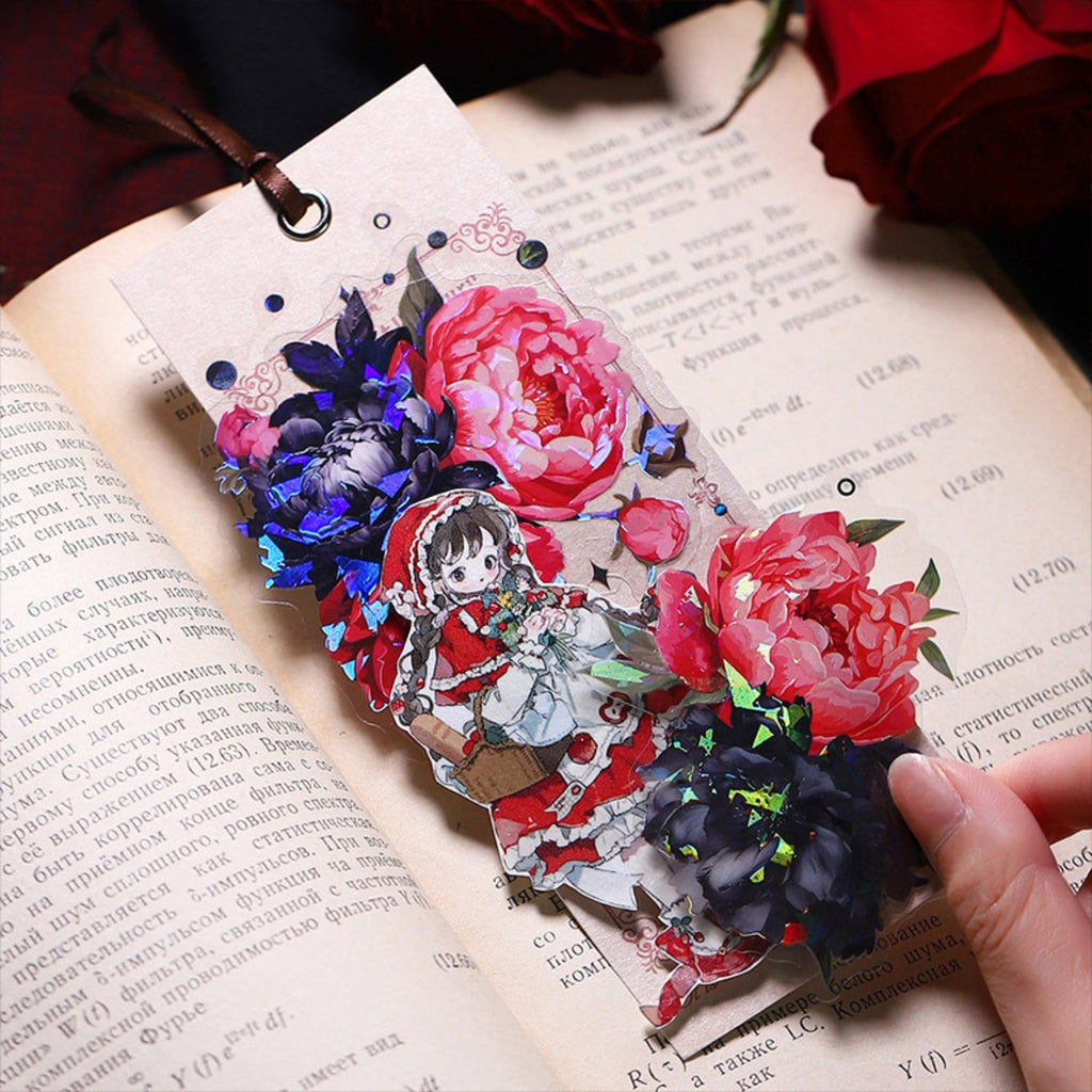 Red and Black Series Shell Light Floral Sticker