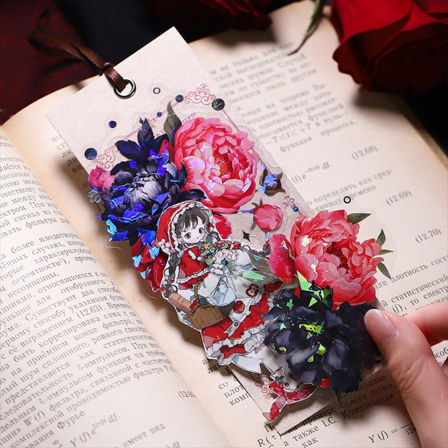 Red and Black Series Shell Light Floral Sticker
