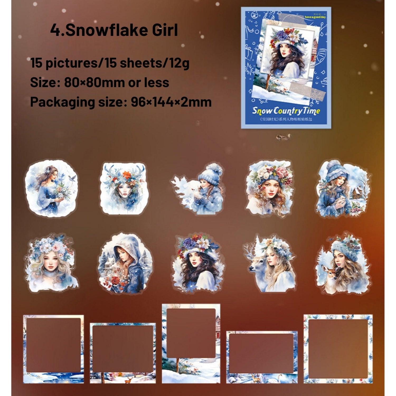Snow Country Time Series Christmas Polaroid Character Sticker Pack