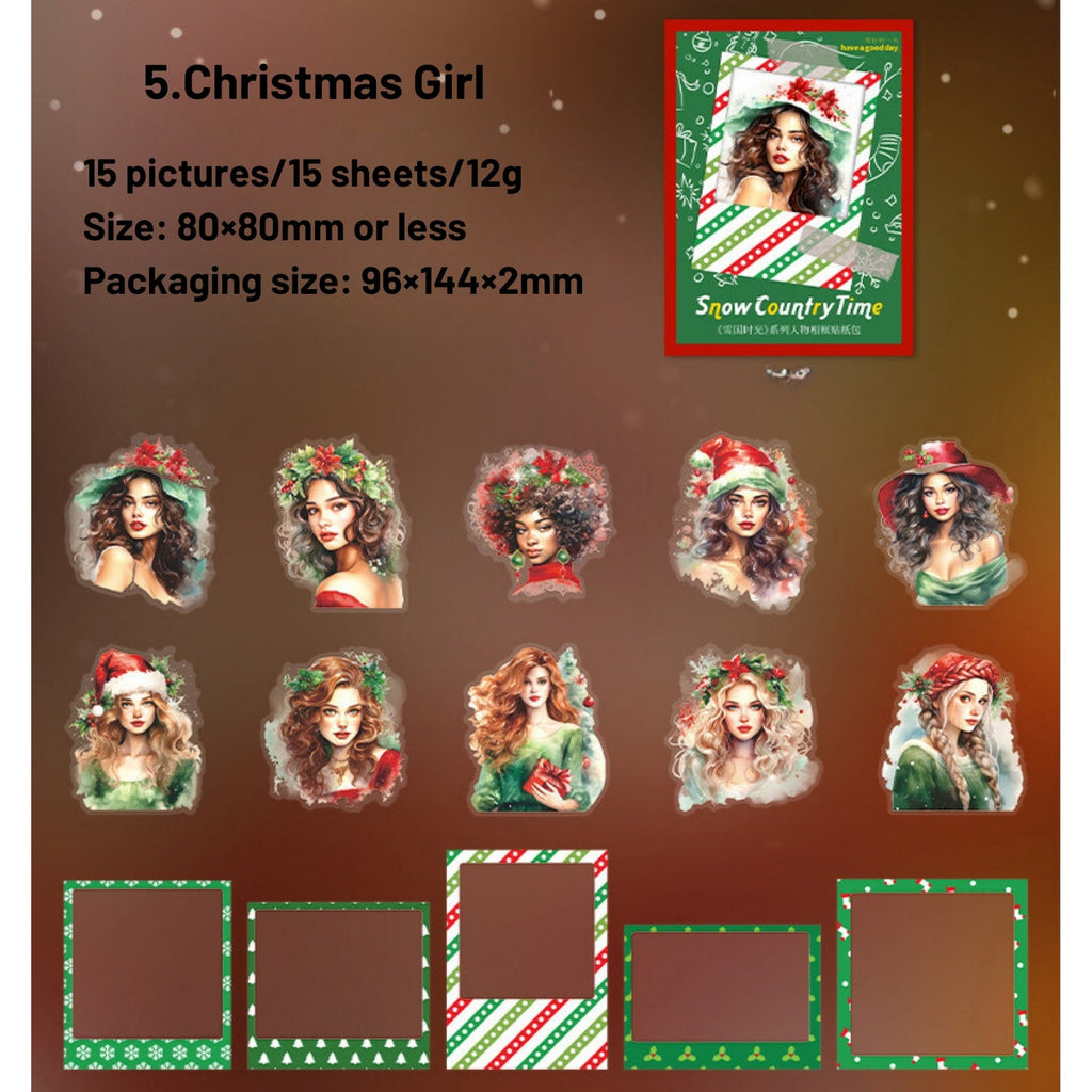 Snow Country Time Series Christmas Polaroid Character Sticker Pack