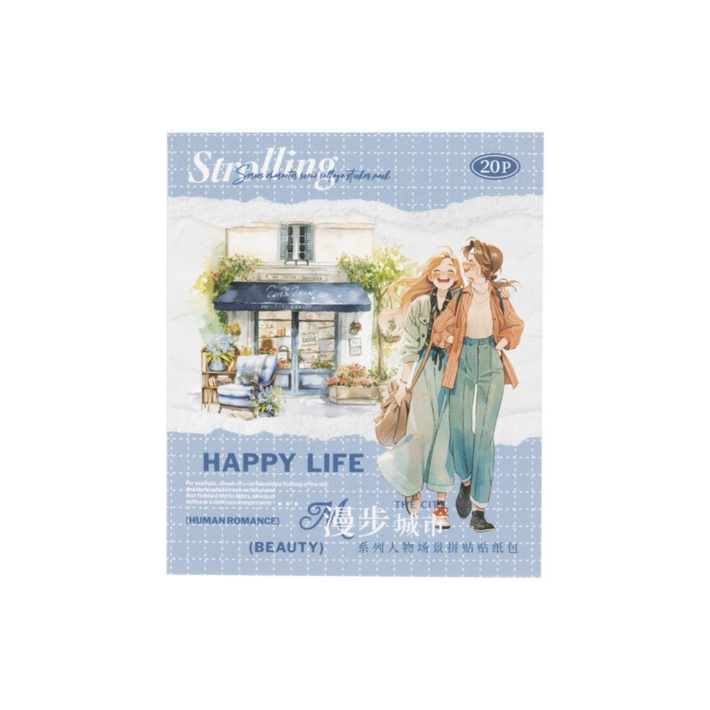 Strolling In The City Series Fashion Character Scene Sticker Pack