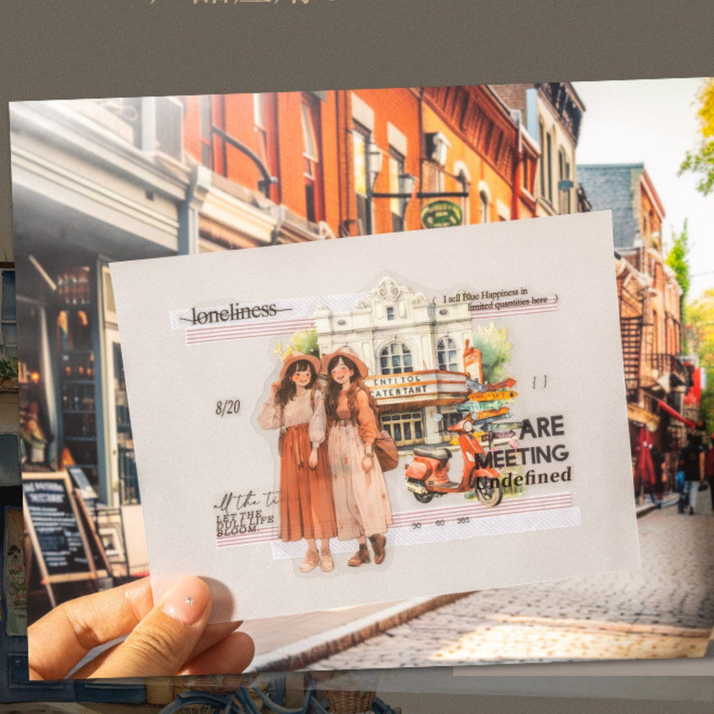 Strolling In The City Series Fashion Character Scene Sticker Pack