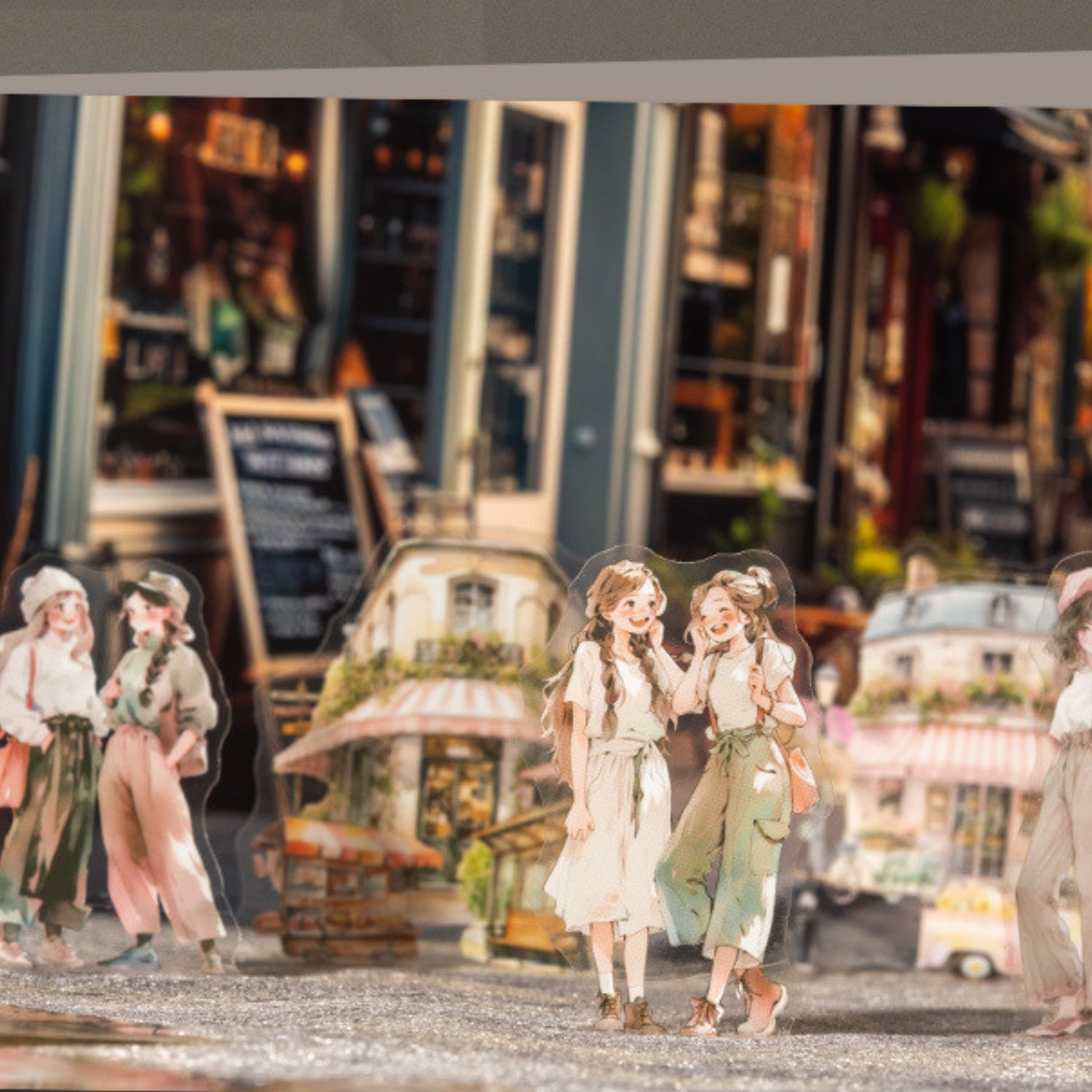 Strolling In The City Series Fashion Character Scene Sticker Pack