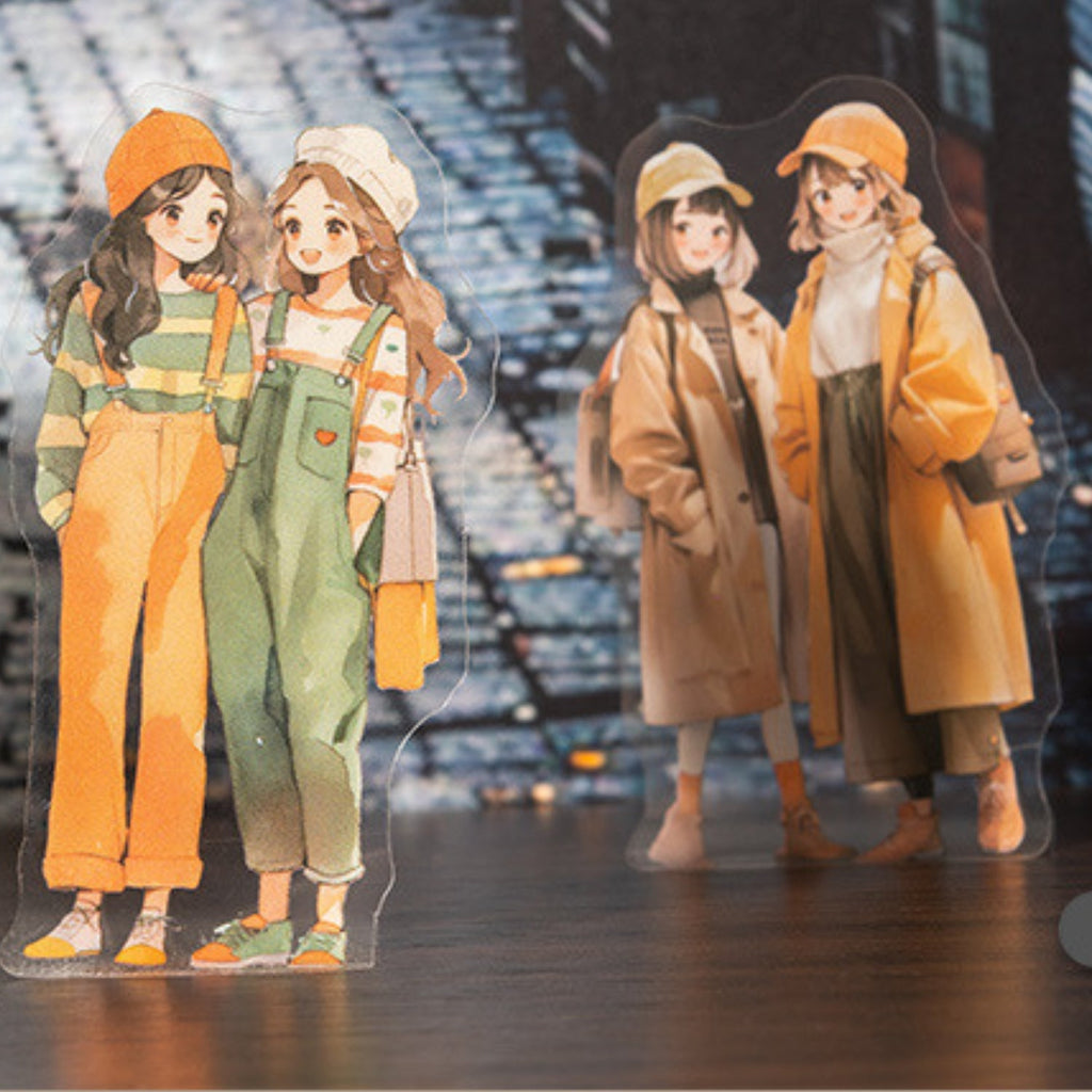 Strolling In The City Series Fashion Character Scene Sticker Pack