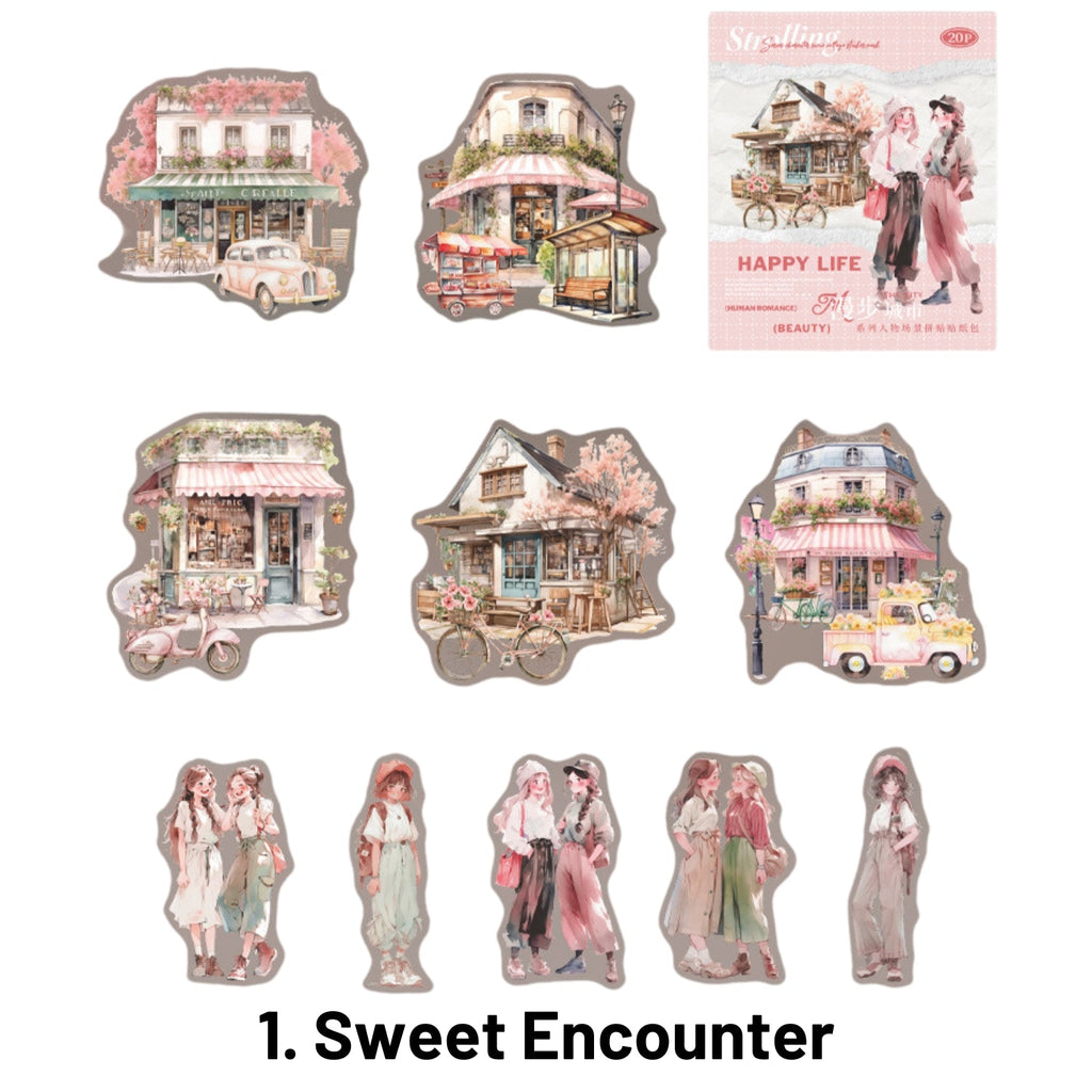 Strolling In The City Series Fashion Character Scene Sticker Pack