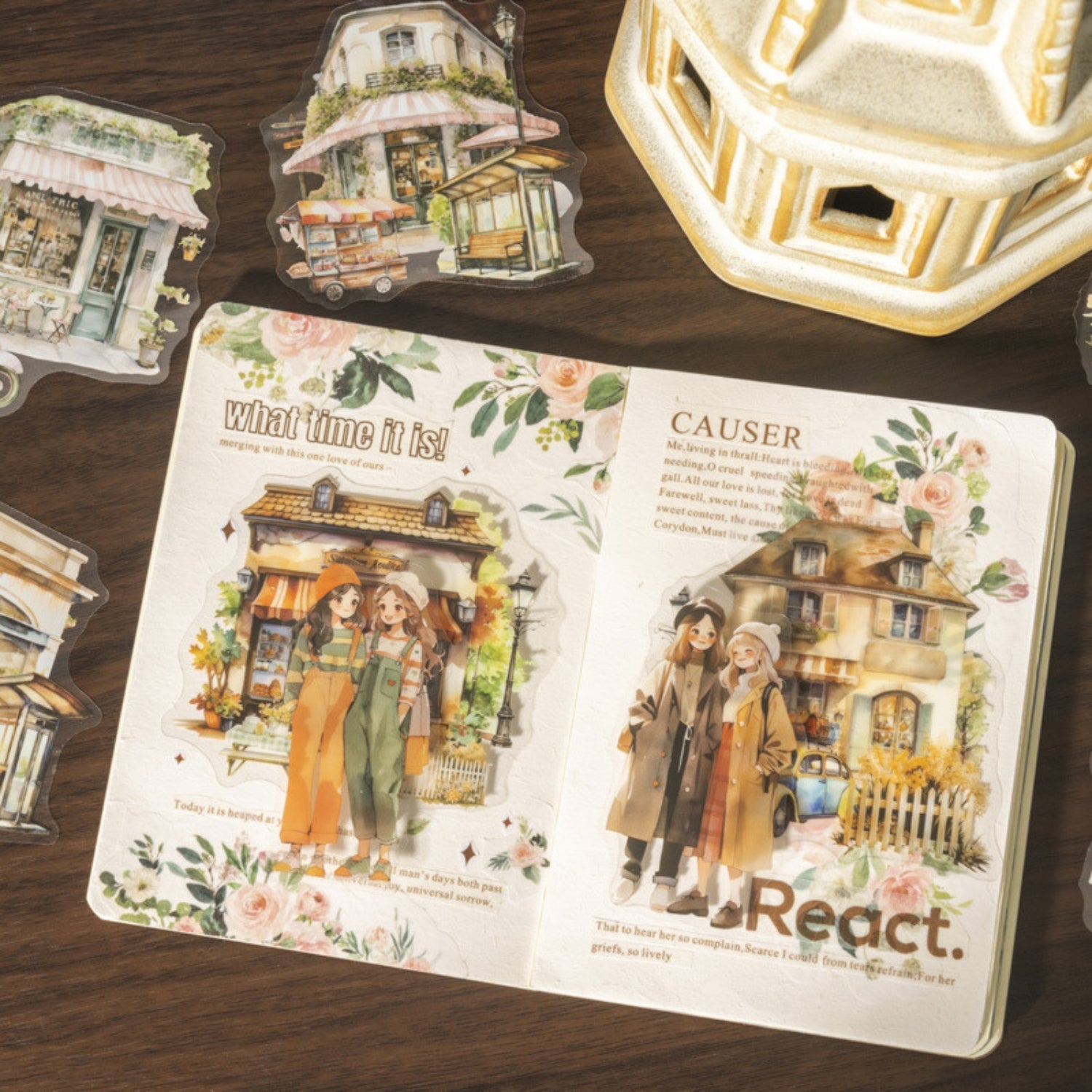 Strolling In The City Series Fashion Character Scene Sticker Pack