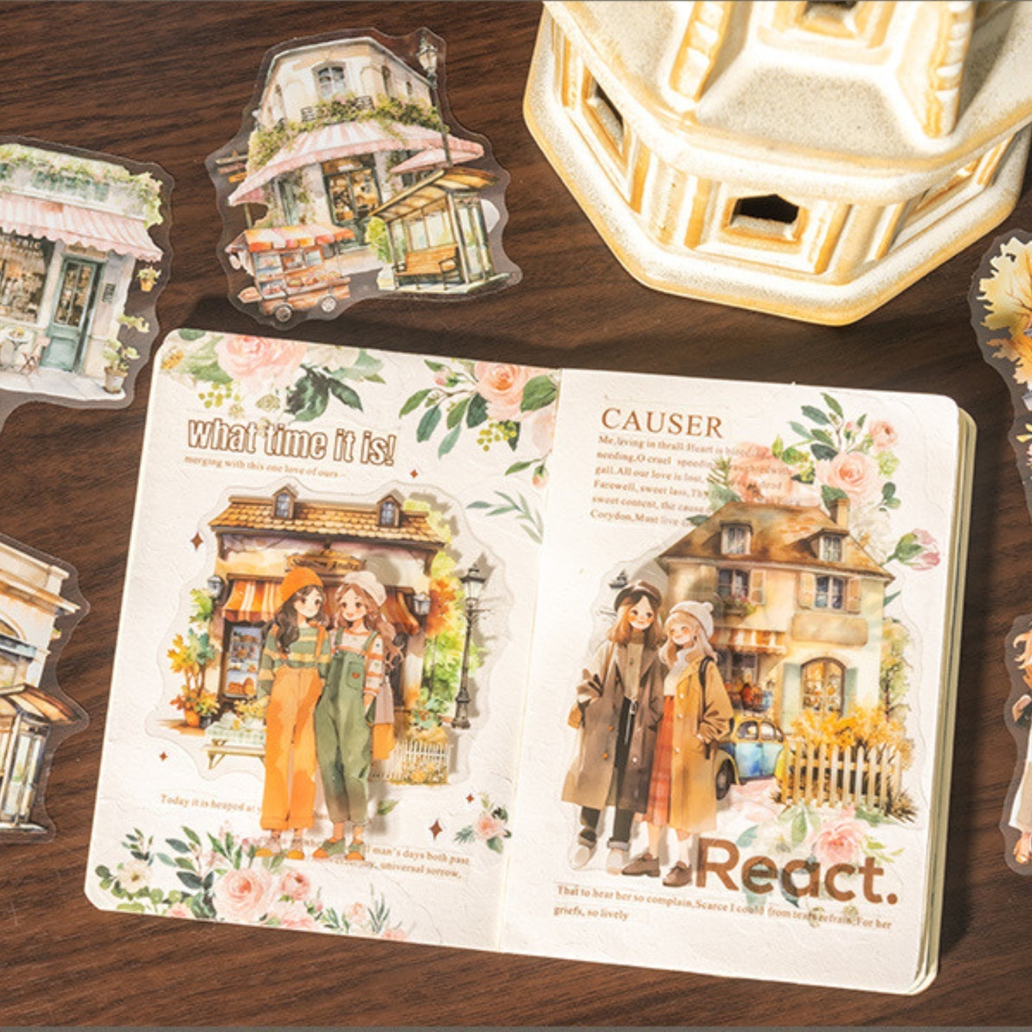 Strolling In The City Series Fashion Character Scene Sticker Pack