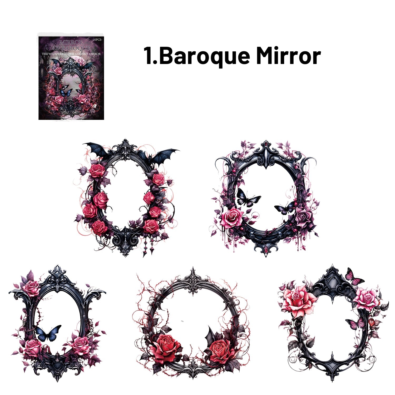 Whisper Of The Ancient Mirror Series Retro Dark Gorgeous Border Sticker Pack